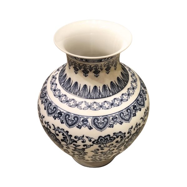 Handcrafted Blue Pottery Flower Vase – Timeless Elegance in Every Curve - Image 2