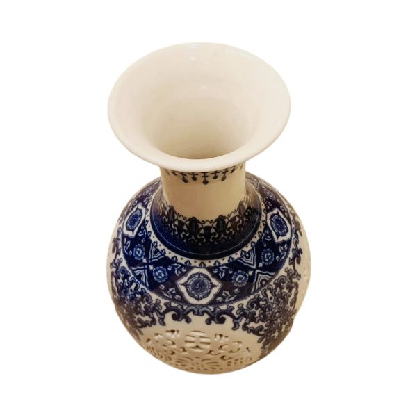 Handcrafted Blue Pottery Flower Vase – Timeless Elegance in Every Curve - Image 3