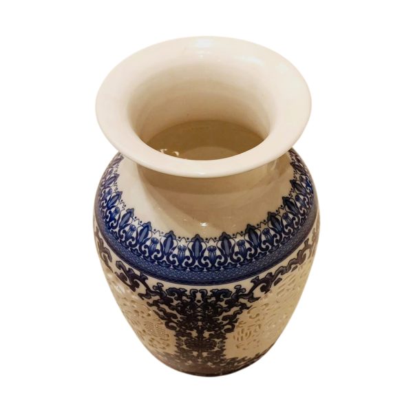 Handcrafted Blue Pottery Flower Vase – Timeless Elegance in Every Curve - Image 3