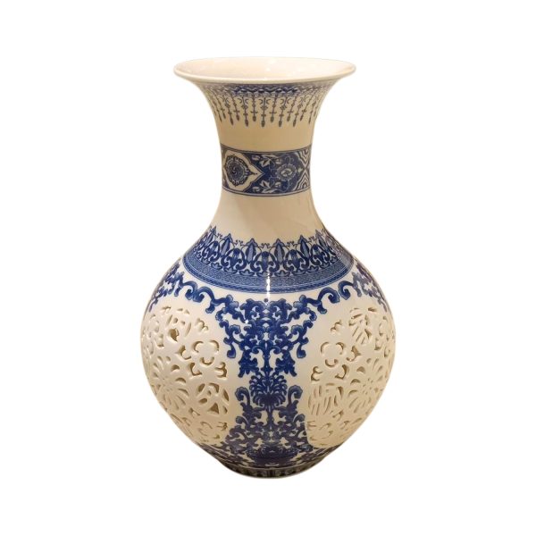 Handcrafted Blue Pottery Flower Vase – Timeless Elegance in Every Curve - Image 2