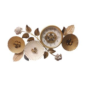 Floral PVD Metal Wall Clock